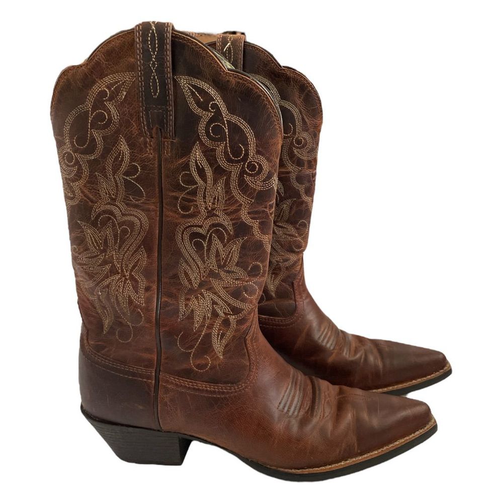 Women’s Ariat Brown Leather Snip Toe Cowboy Boots 5.5